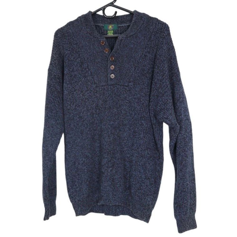 Vintage Club Room Gray-Blue Chunky-Knit Pullover Long Sleeve Men's Sweater L
